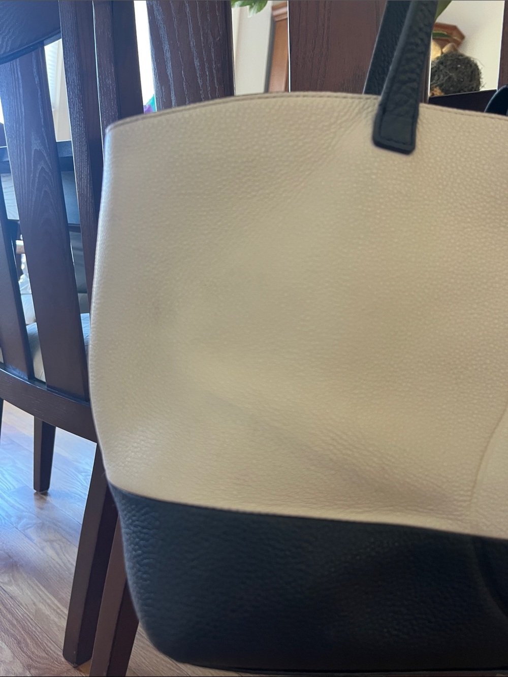 Karl Lagerfeld Black and Cream Two-Tone Pebbled Leather Tote - Picture 7 of 11